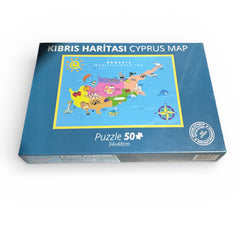 Kıbrıs Haritası 50 Parça 34x48 Cm Puzzle Yap Boz