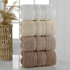 Julie 50x90 cm Liza 4'lü Baş ve Yüz Havlusu Kahve Tonları