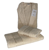 Julie Darla 3 Parça Tekli Bornoz Seti Bej