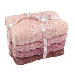 Julie Liza 50X90 cm 4'lü Baş ve Yüz Havlusu Pembe Tonları