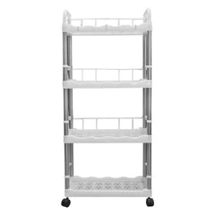 4 Katlı Çok Amaçlı Tekerlekli Beyaz Raf