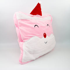 Katlayınca Yastık Açınca Kollu Giyilebilir Çocuk Battaniyesi 100x160 cm Pembe Noel Baba