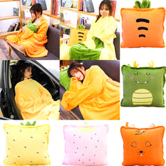 Katlayınca Yastık Açınca Kollu Giyilebilir Çocuk Battaniyesi 100x160 cm Pembe Noel Baba