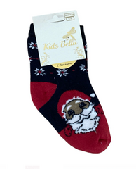 Kidsbella 1-4 Yaş Noel Baba Çocuk Çift Taban Çorap Lacivert