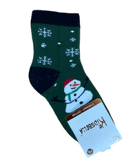 Kidsbella Yeşil Kardan Adam Çift Taban Çocuk Çorap