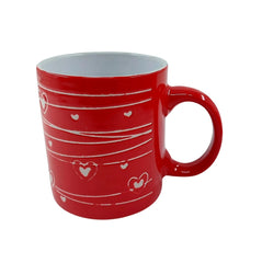 Kupa Mug 8.5x9.8 cm Kalp Desenli Kırmızı