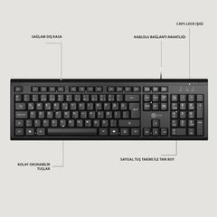 Lecoo USB Kablolu Türkçe Q Klavye Siyah