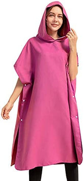 Mikrofiber Hızlı Kuruyan Panço Havlu Bornoz Plaj Havlusu 90x110 cm Pembe