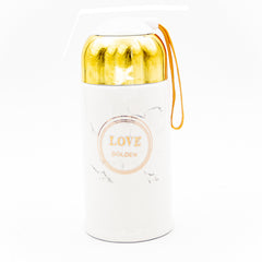 Seramik Yazılı Yuvarlak Gold Kapaklı Termos Bardak