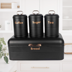 Metal Ekmeklik ve Kahvelik Şekerlik Seti Siyah Bronz