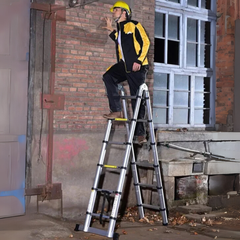 Alüminyum 5+5 Basamaklı 3.2 Metre Teleskopik A Tipi Uzayan Merdiven