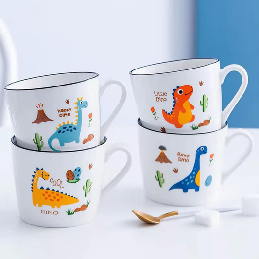 Dörtlü Sevimli Dinazor Kupa Mug Seti 8,3x9 cm