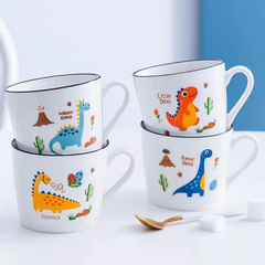 Dörtlü Sevimli Dinazor Kupa Mug Seti 8.3x9 cm
