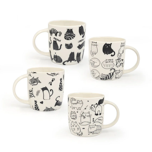 Dörtlü Kedi Motifli Kupa Mug Seti 8,3x9 cm