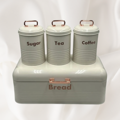 Metal Ekmeklik ve Kahvelik Şekerlik Seti Beyaz Altın