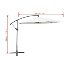 El Kranklı Askılı Konsol 3 m Bahçe Kamp Dış Mekan Şemsiye Krem