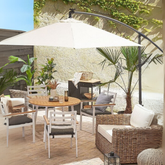 El Kranklı Askılı Konsol 3 m Bahçe Kamp Dış Mekan Şemsiye Krem