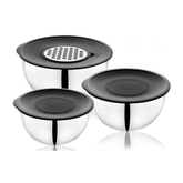 Schafer 9 Parça 16-20-24 Cm Lucas Çelik Karıştırma Kabı Siyah