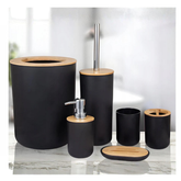 Banyo Paspas HEDİYELİ 6 Parça Banyo Aksesuar Seti Siyah
