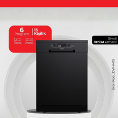 Arnica 13 Kişilik 6 Program Bulaşık Makinesi Dark Inox