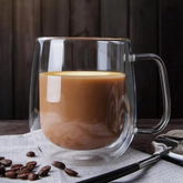 Çift Cidarlı Kulplu 350 ml Cam Bardak Kupa