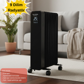 Hausberg Dijital Elektrikli 9 Petekli Uzaktan Kumandalı Radyatör Soba Siyah