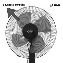 Queen 16'' 3 Hız Ayarlı Vantilatör Siyah
