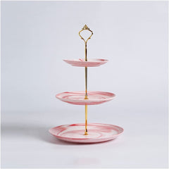 Pembe Beyaz 3 Katmanlı Kek Cupcake Meyve Sunum Stantı