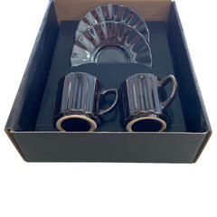 Porzellan 4 Parça Kahve Fincan Seti Antrasit