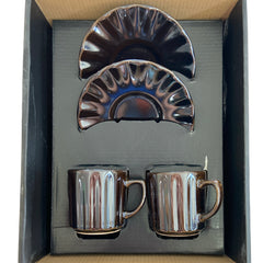 Porzellan 4 Parça Kahve Fincan Seti Antrasit