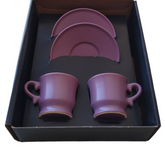 Porzellan 4 Parça Kahve Fincan Seti Menekşe