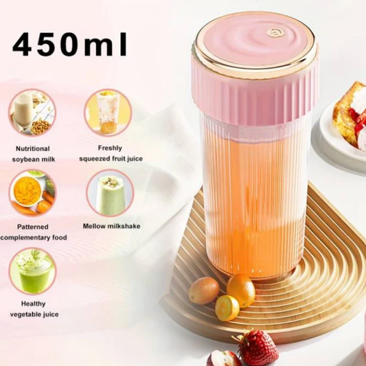 Taşınabilir USB Şarjlı 450 ML Meyve Blenderi Pembe