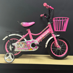 Yardımcı Tekerlekli Sepetli Çocuk Bisikleti Pembe Beyaz