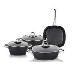 Schafer Gastronomie Master 7 Parça Tencere Seti Siyah