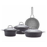 Emsan Nostalji İndüksiyon Tabanlı 7 Parça Granit Tencere Seti Siyah