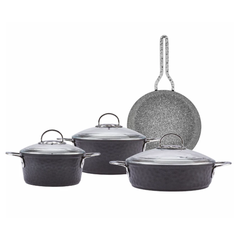 Emsan Nostalji İndüksiyon Tabanlı 7 Parça Granit Tencere Seti Siyah