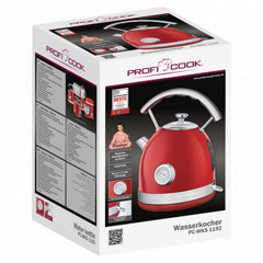 Proficook 1.7 Litre 2200 w Retro Elektrikli Su Isıtıcısı Kettle Kırmızı