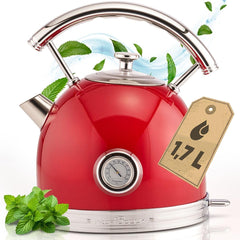 Proficook 1.7 Litre 2200 w Retro Elektrikli Su Isıtıcısı Kettle Kırmızı