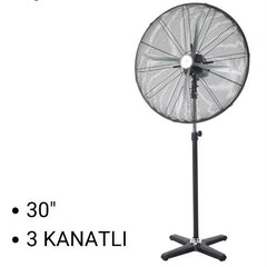 Queen 30'' 3 Kanatlı Sanayi Tipi Vantilatör Siyah