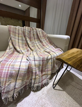 Pamuklu Tek Kişilik 150x200 Cm Battaniye Kare Desenli Renkli