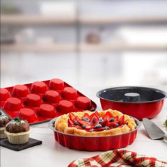 Schafer Ariana Floral 3'lü Kek Kalıbı Seti Kırmızı