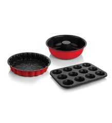 Schafer Ariana Floral 3'lü Kek Kalıbı Seti Kırmızı