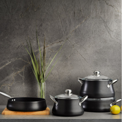 Schafer Ottawa 7 Parça Granit Tencere Seti Siyah