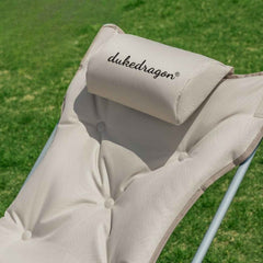 Katlanabilir 600D Oxford Kumaş Ayak Uzatma Bölmeli Kamp Bahçe Sandalyesi Krem