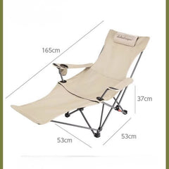 Katlanabilir 600D Oxford Kumaş Ayak Uzatma Bölmeli Kamp Bahçe Sandalyesi Krem