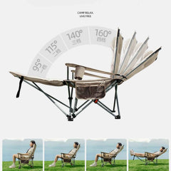 Katlanabilir 600D Oxford Kumaş Ayak Uzatma Bölmeli Kamp Bahçe Sandalyesi Krem