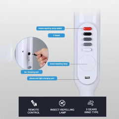 16'' Solar ve Elektrik ile Şarj Edilebilir Işıklı USB Çıkışlı Vantilatör Beyaz