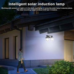Solar Enerjili Sensörlü 192 LED Çift Başlı Uzaktan Kumandalı Duvar Lambası