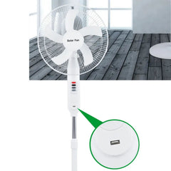 16'' Solar ve Elektrik ile Şarj Edilebilir Işıklı USB Çıkışlı Vantilatör Beyaz