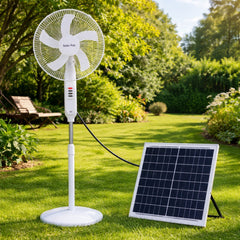 16'' Solar ve Elektrik ile Şarj Edilebilir Işıklı USB Çıkışlı Vantilatör Beyaz